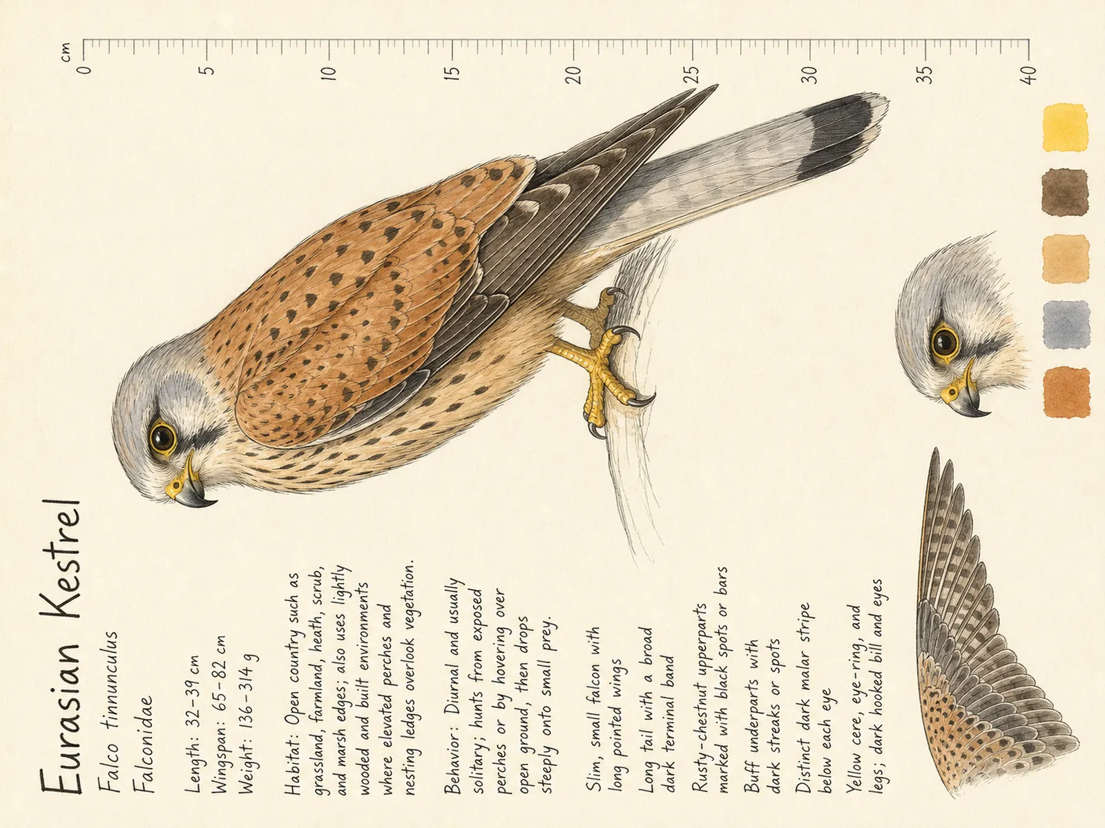 The Eurasian Kestrel plate as rendered on the e-ink frame