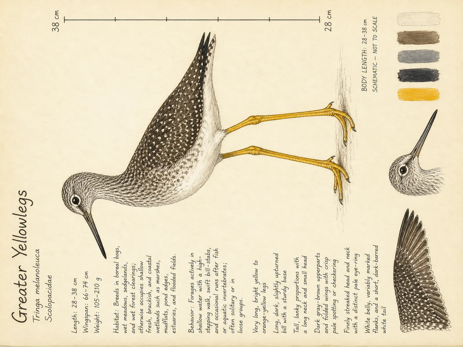 The Greater Yellowlegs plate as rendered on the e-ink frame