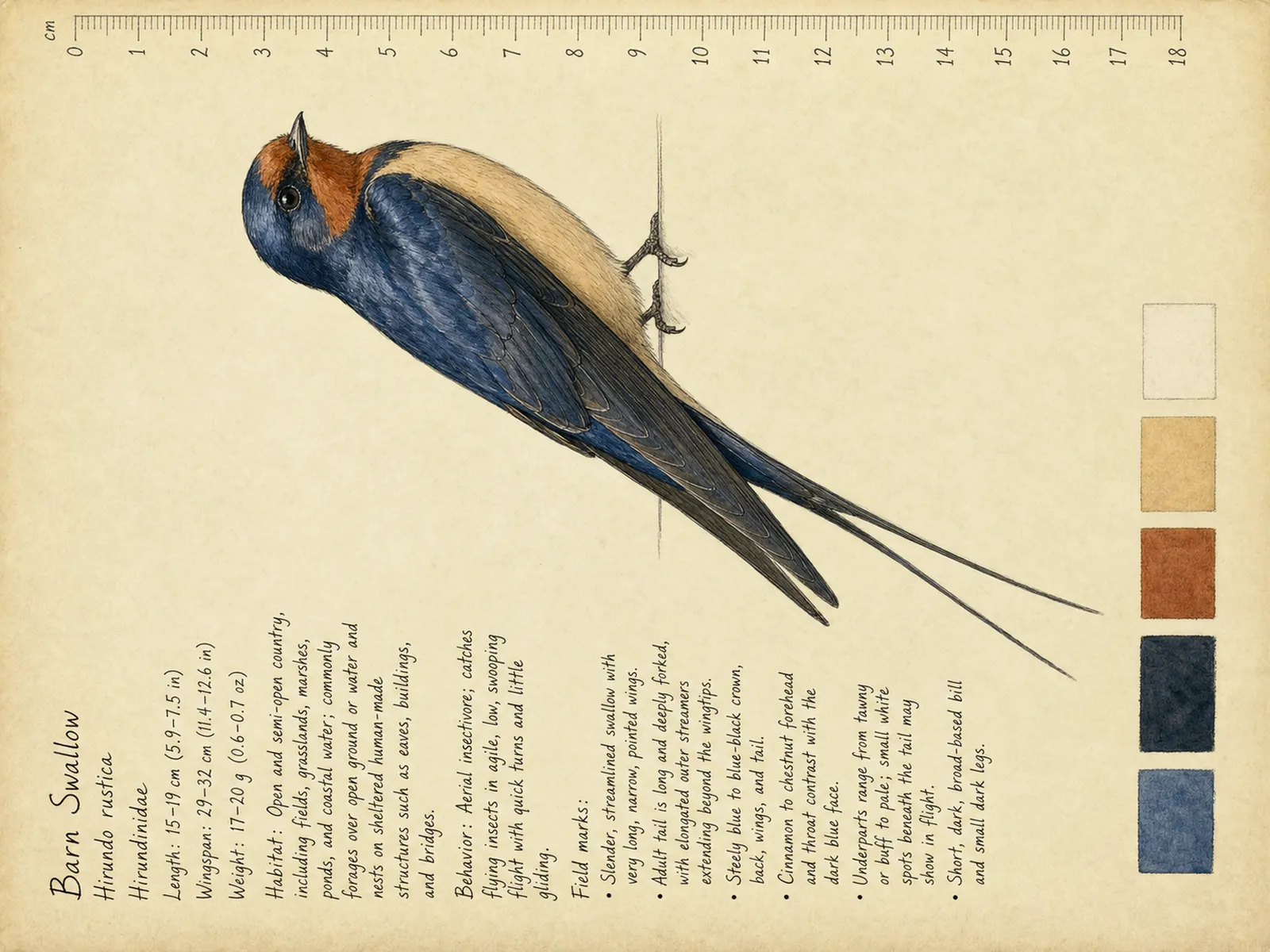 The Barn Swallow plate as rendered on the e-ink frame