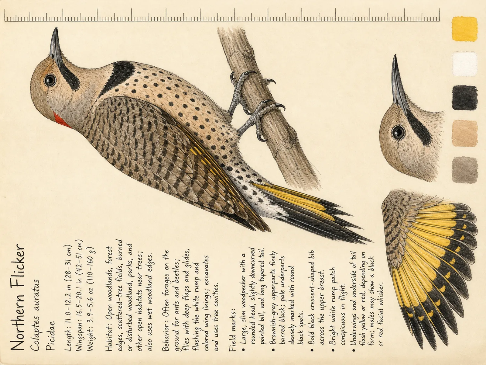 The Northern Flicker plate as rendered on the e-ink frame