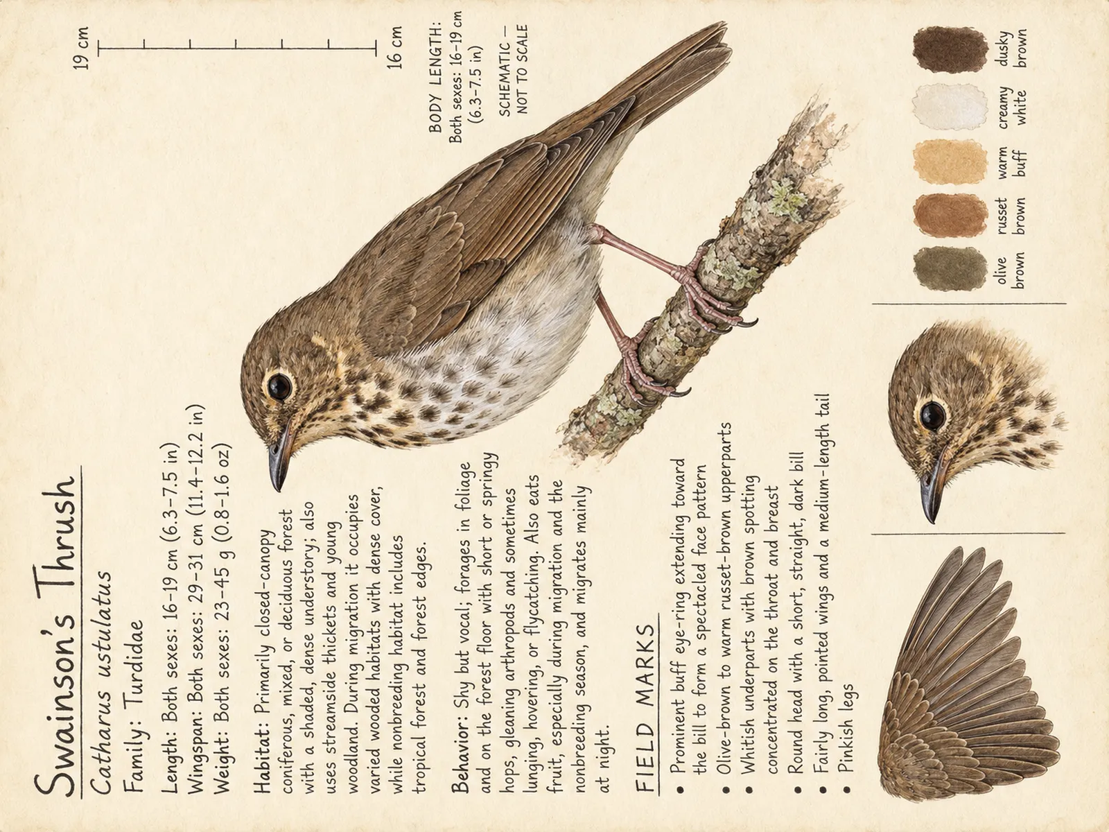 The Swainson’s Thrush plate as rendered on the e-ink frame