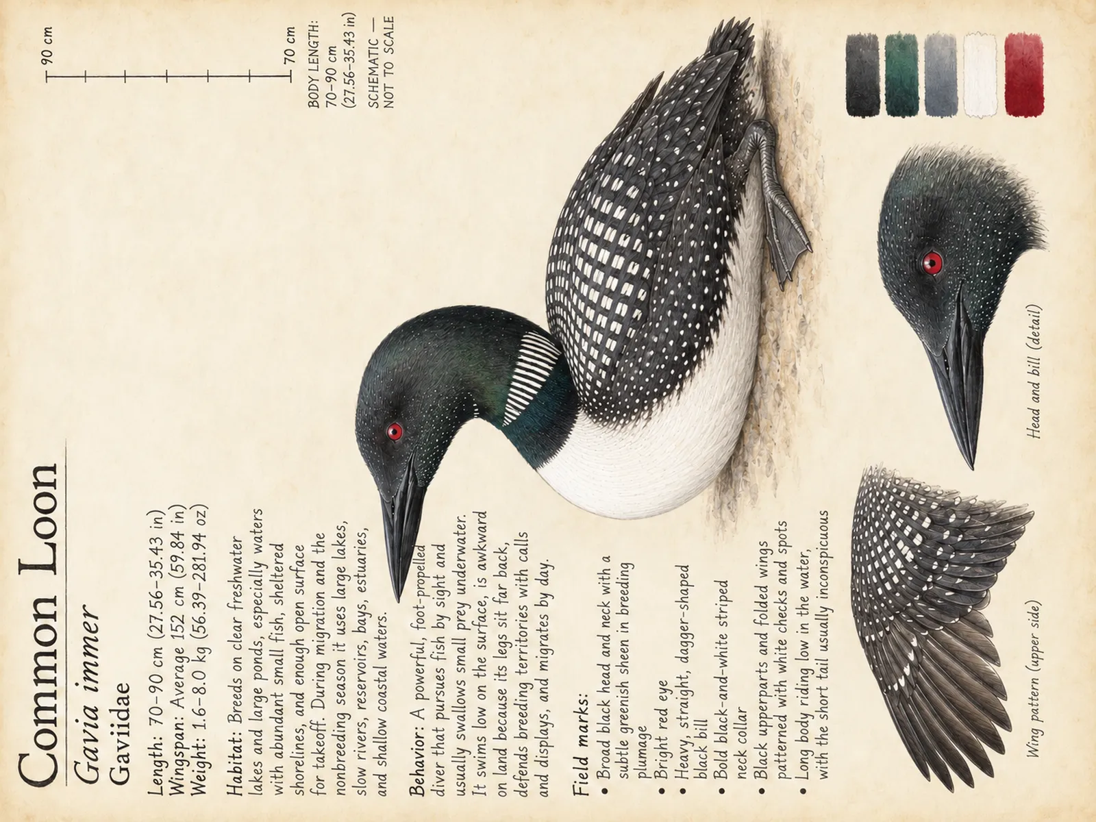 The Common Loon plate as rendered on the e-ink frame