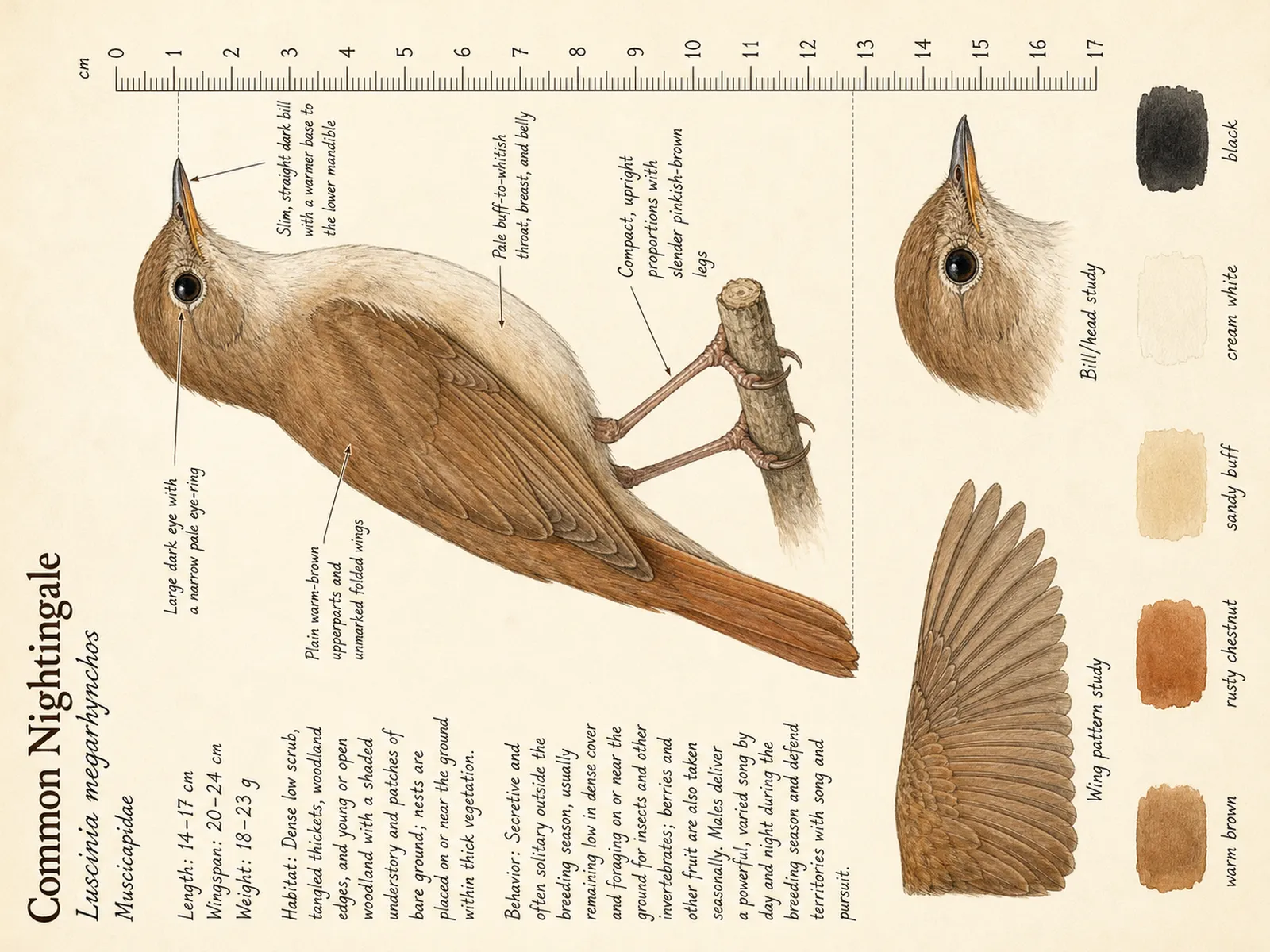 The Common Nightingale plate as rendered on the e-ink frame