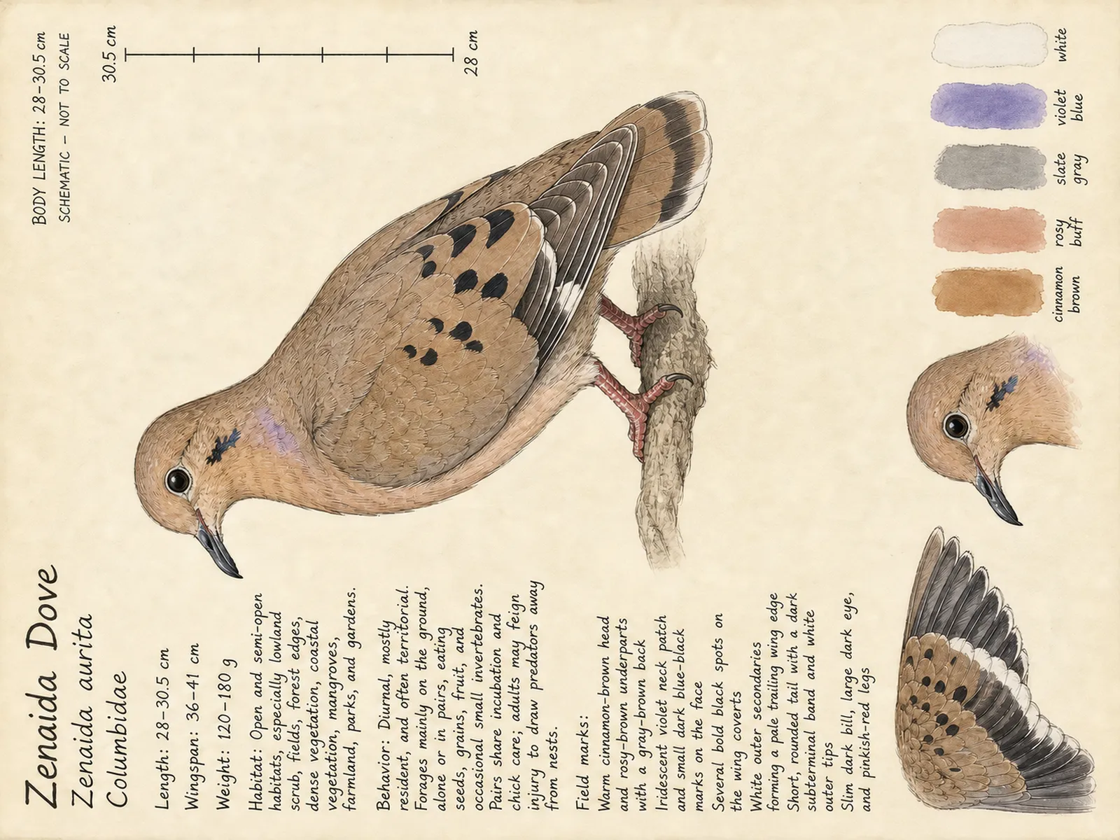 The Zenaida Dove plate as rendered on the e-ink frame