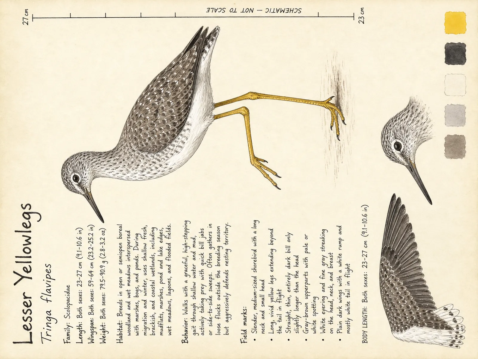 The Lesser Yellowlegs plate as rendered on the e-ink frame