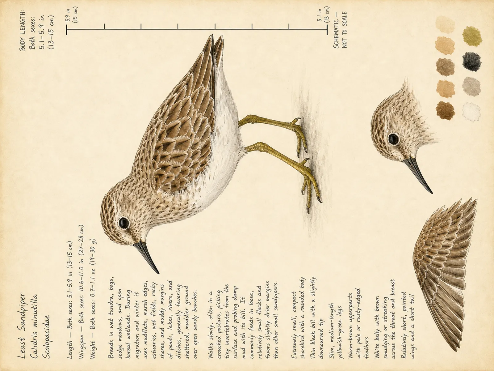 The Least Sandpiper plate as rendered on the e-ink frame