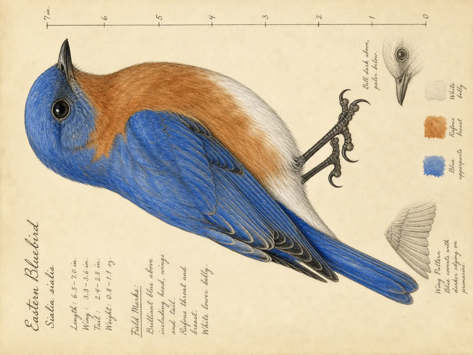 The Eastern Bluebird plate as rendered on the e-ink frame