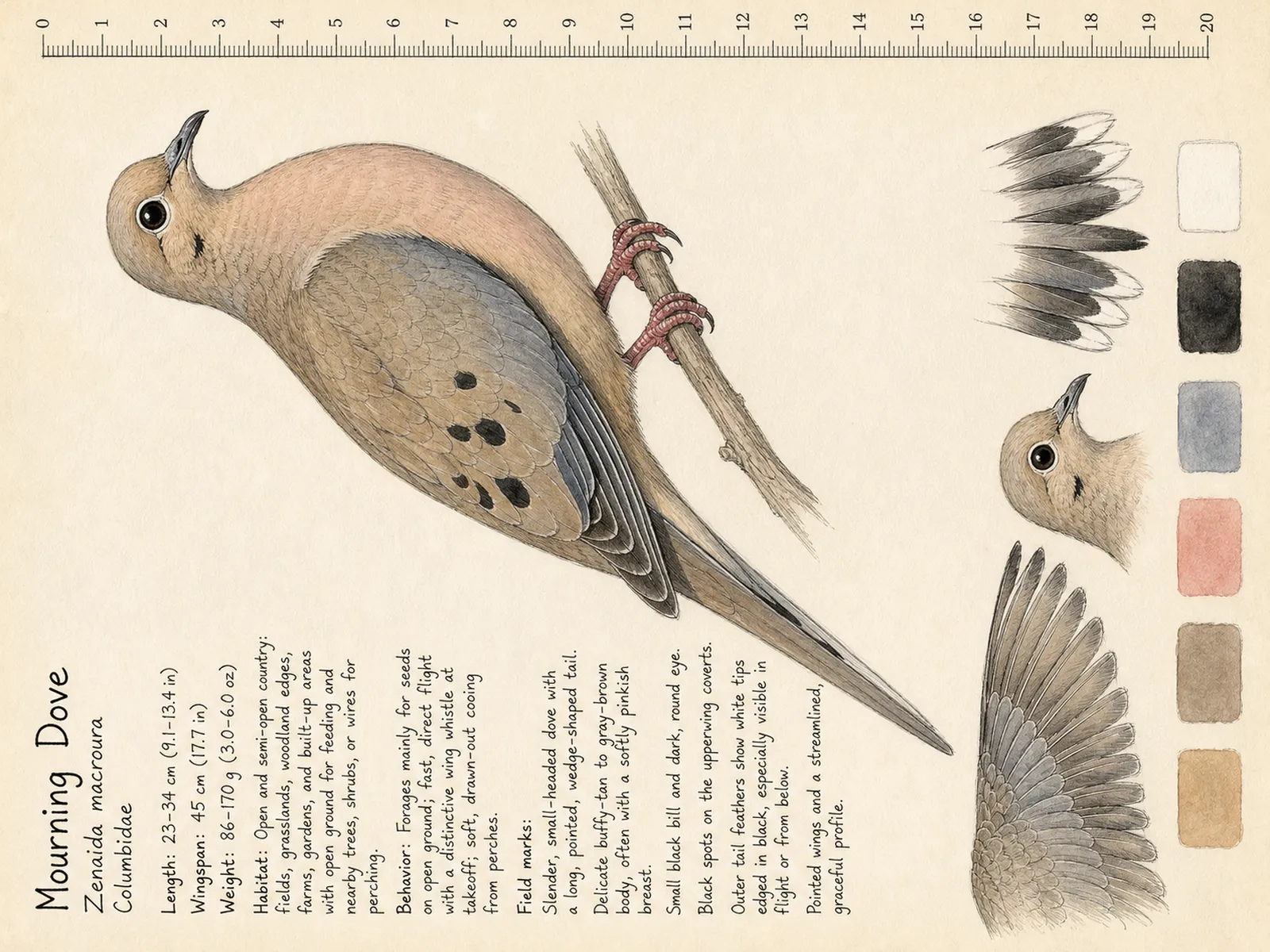 The Mourning Dove plate as rendered on the e-ink frame