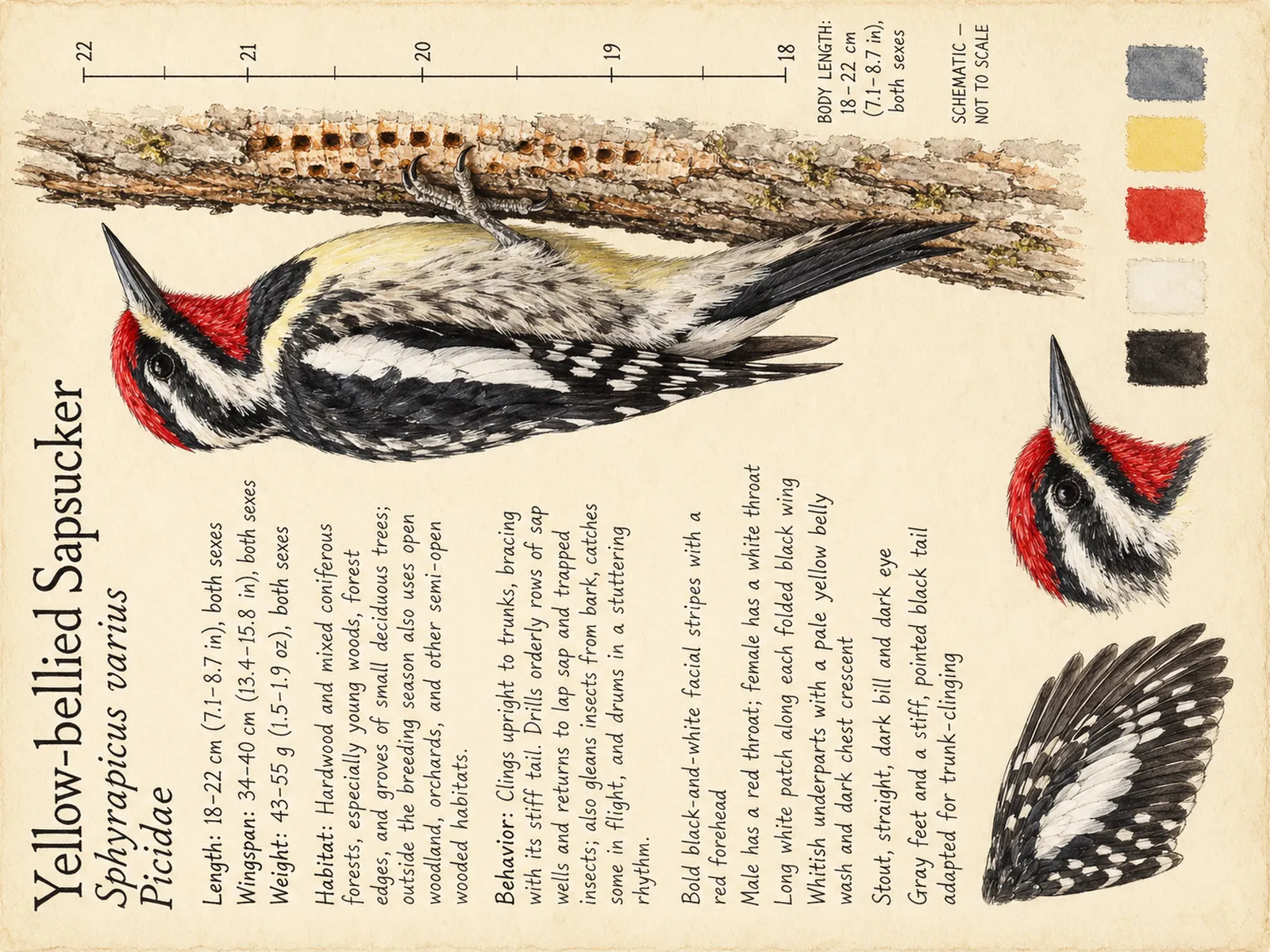 The Yellow-bellied Sapsucker plate as rendered on the e-ink frame