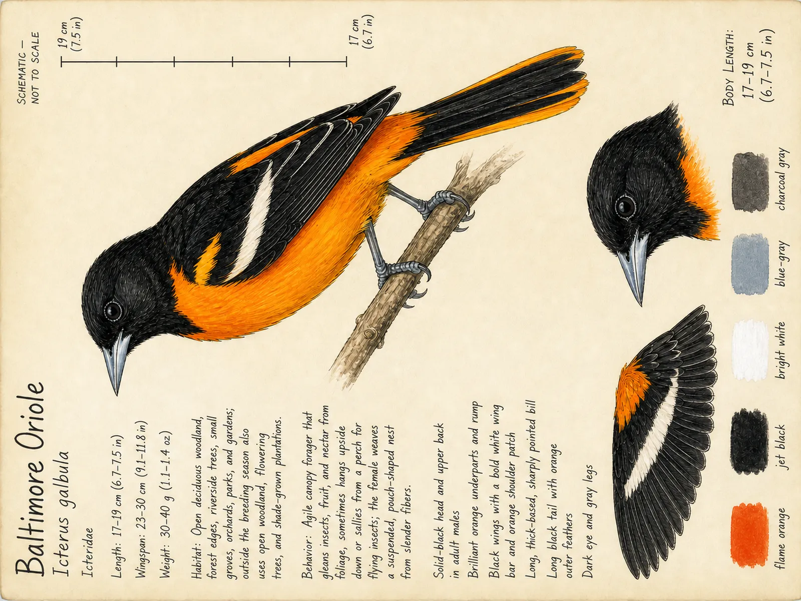 The Baltimore Oriole plate as rendered on the e-ink frame