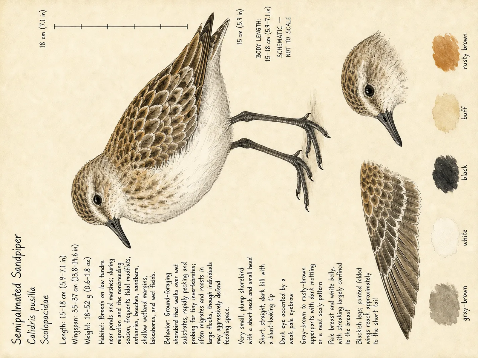 The Semipalmated Sandpiper plate as rendered on the e-ink frame