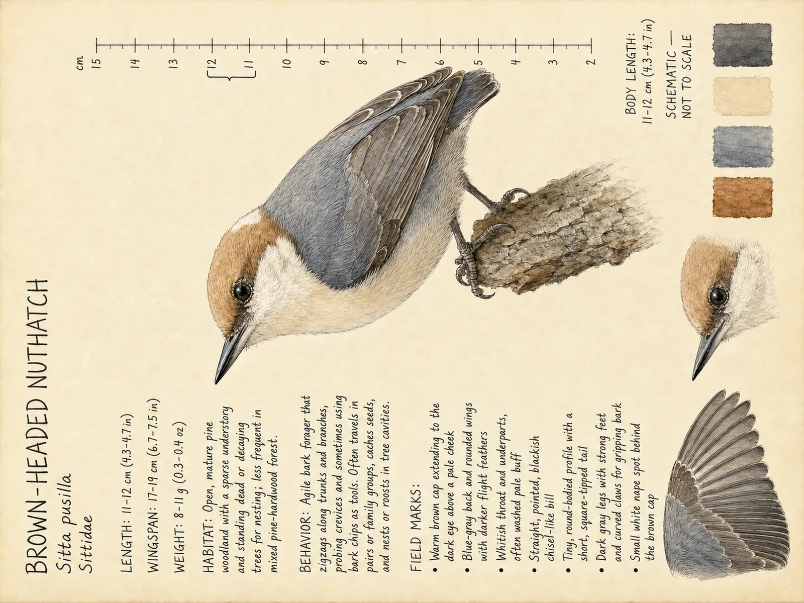 The Brown-headed Nuthatch plate as rendered on the e-ink frame