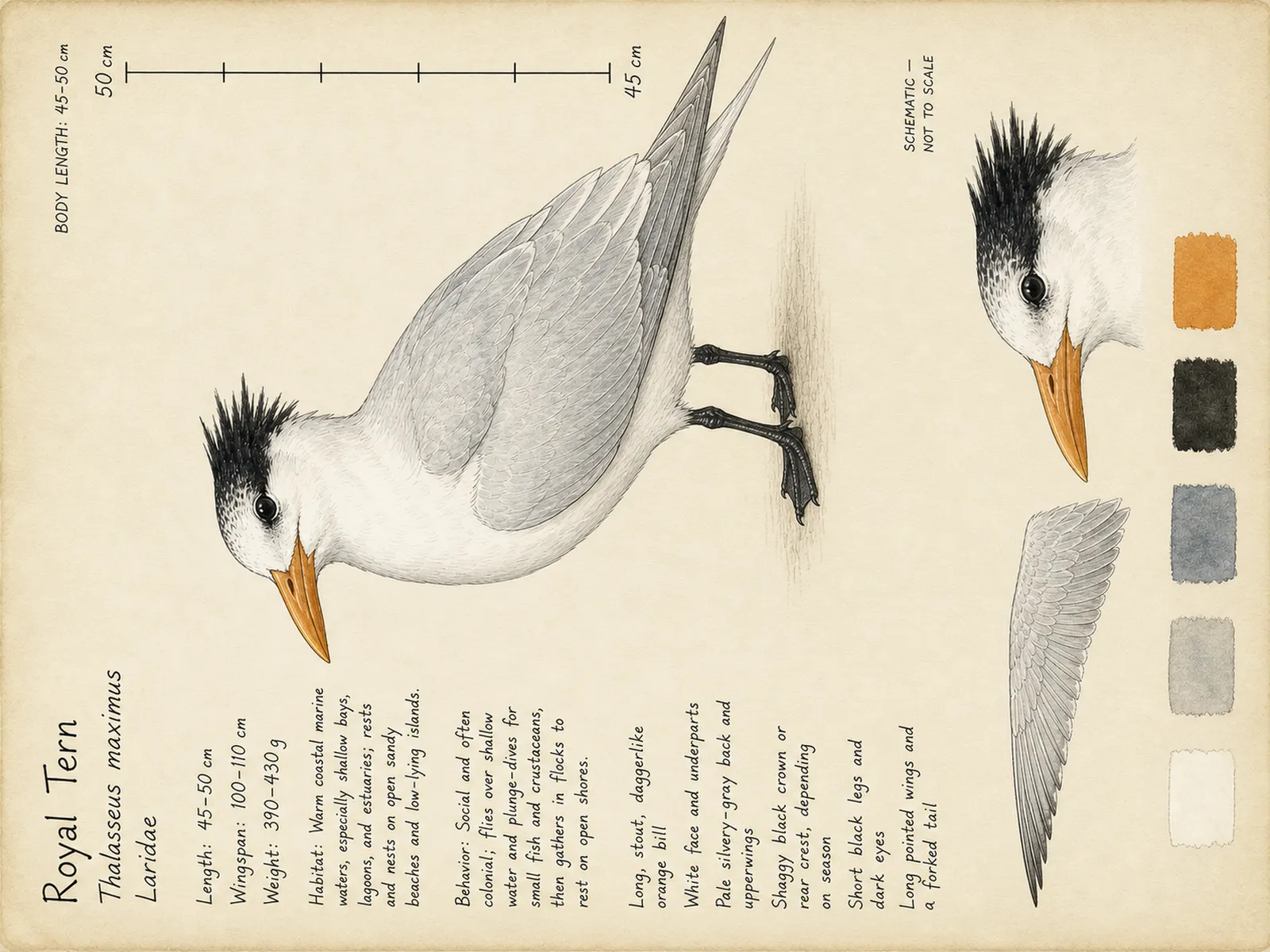 The Royal Tern plate as rendered on the e-ink frame