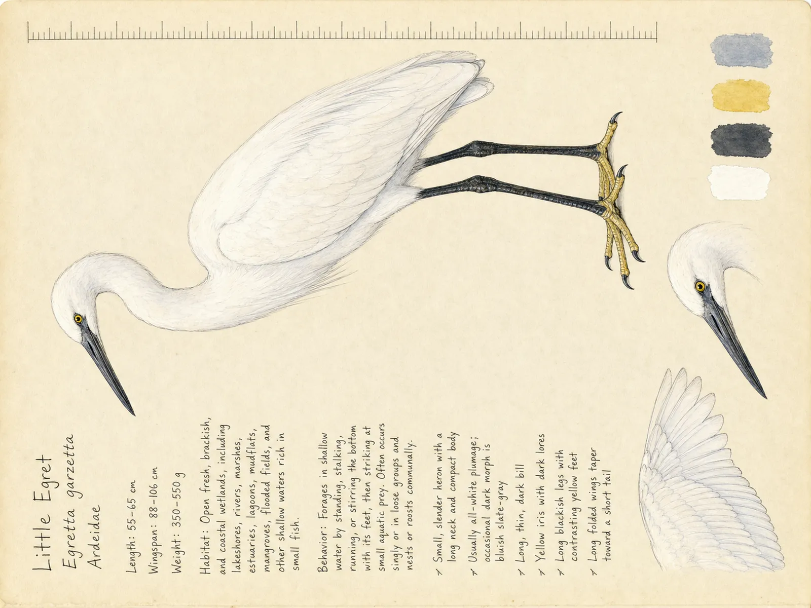 The Little Egret plate as rendered on the e-ink frame