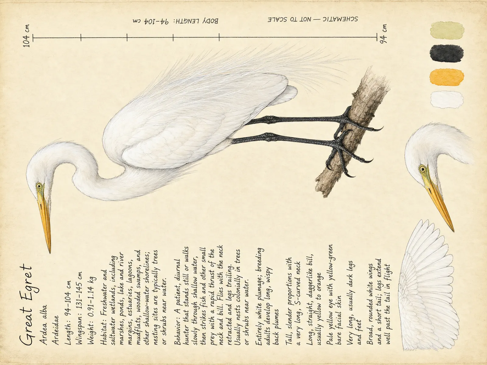 The Great Egret plate as rendered on the e-ink frame