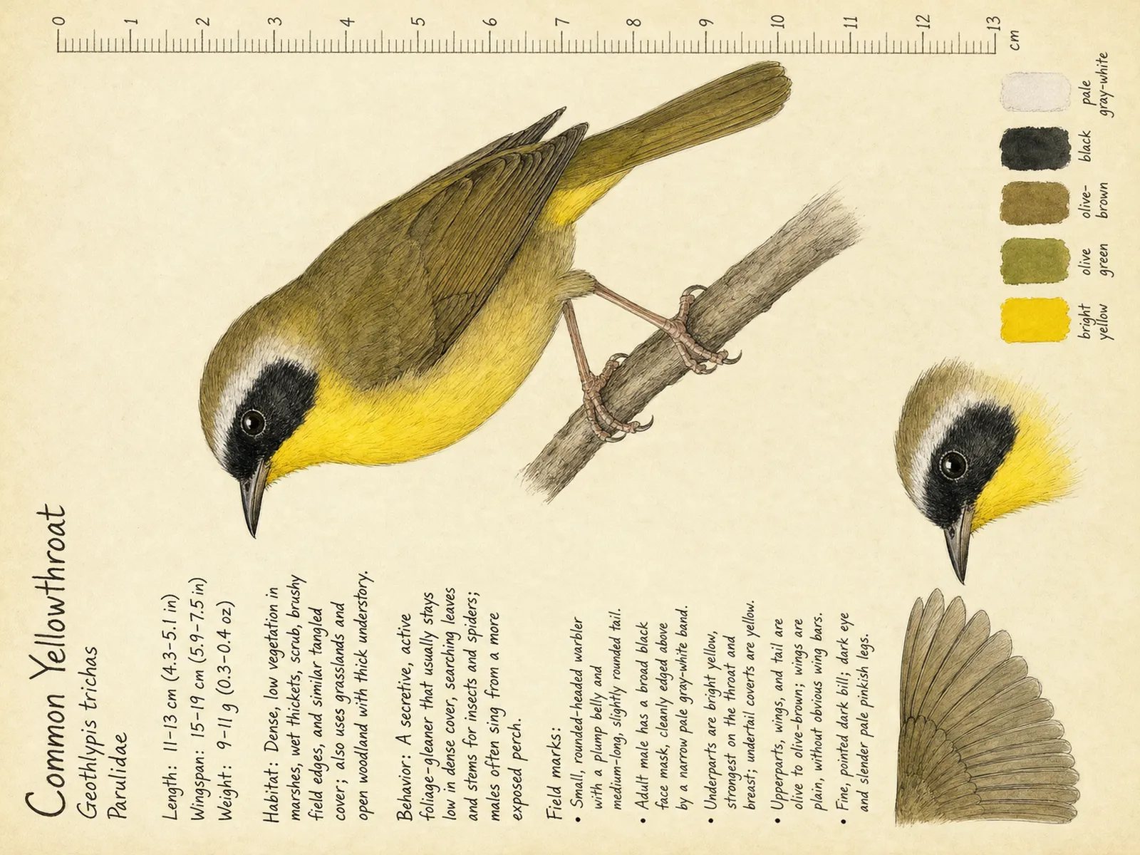 The Common Yellowthroat plate as rendered on the e-ink frame