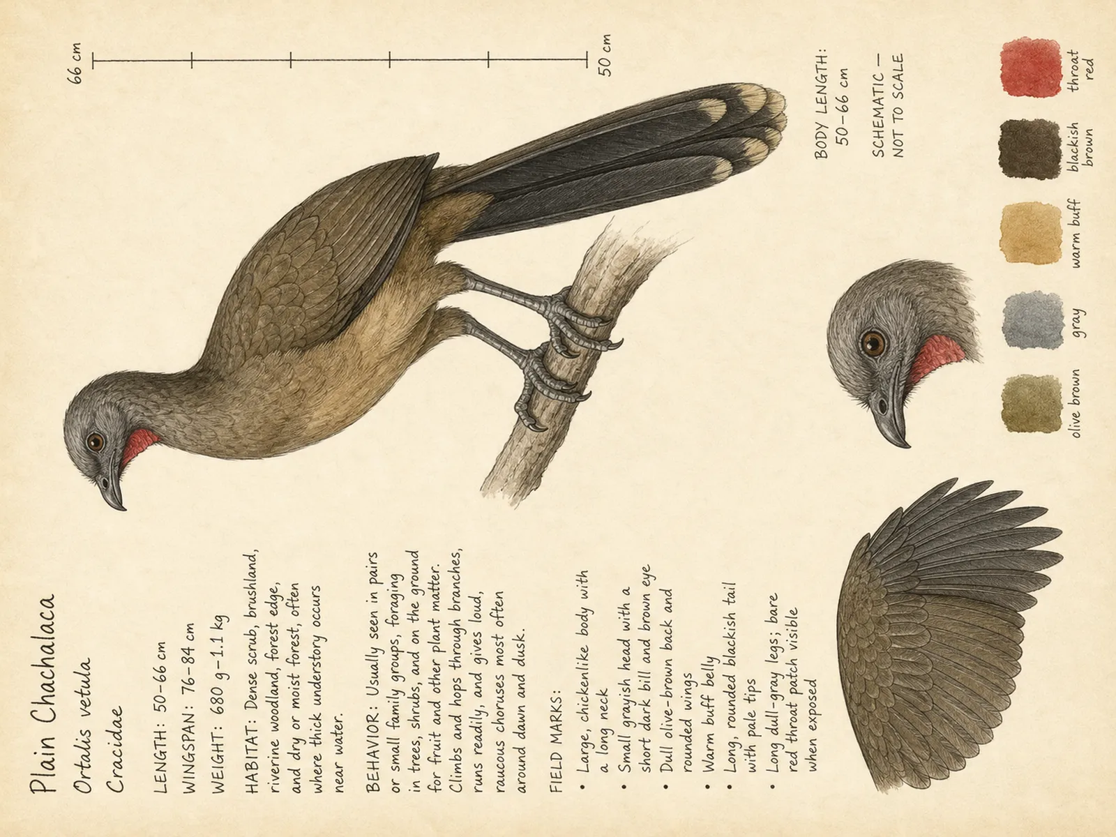 The Plain Chachalaca plate as rendered on the e-ink frame