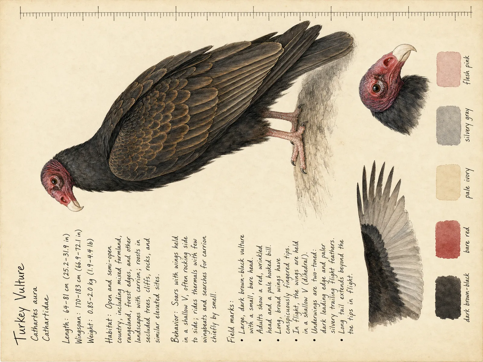 The Turkey Vulture plate as rendered on the e-ink frame