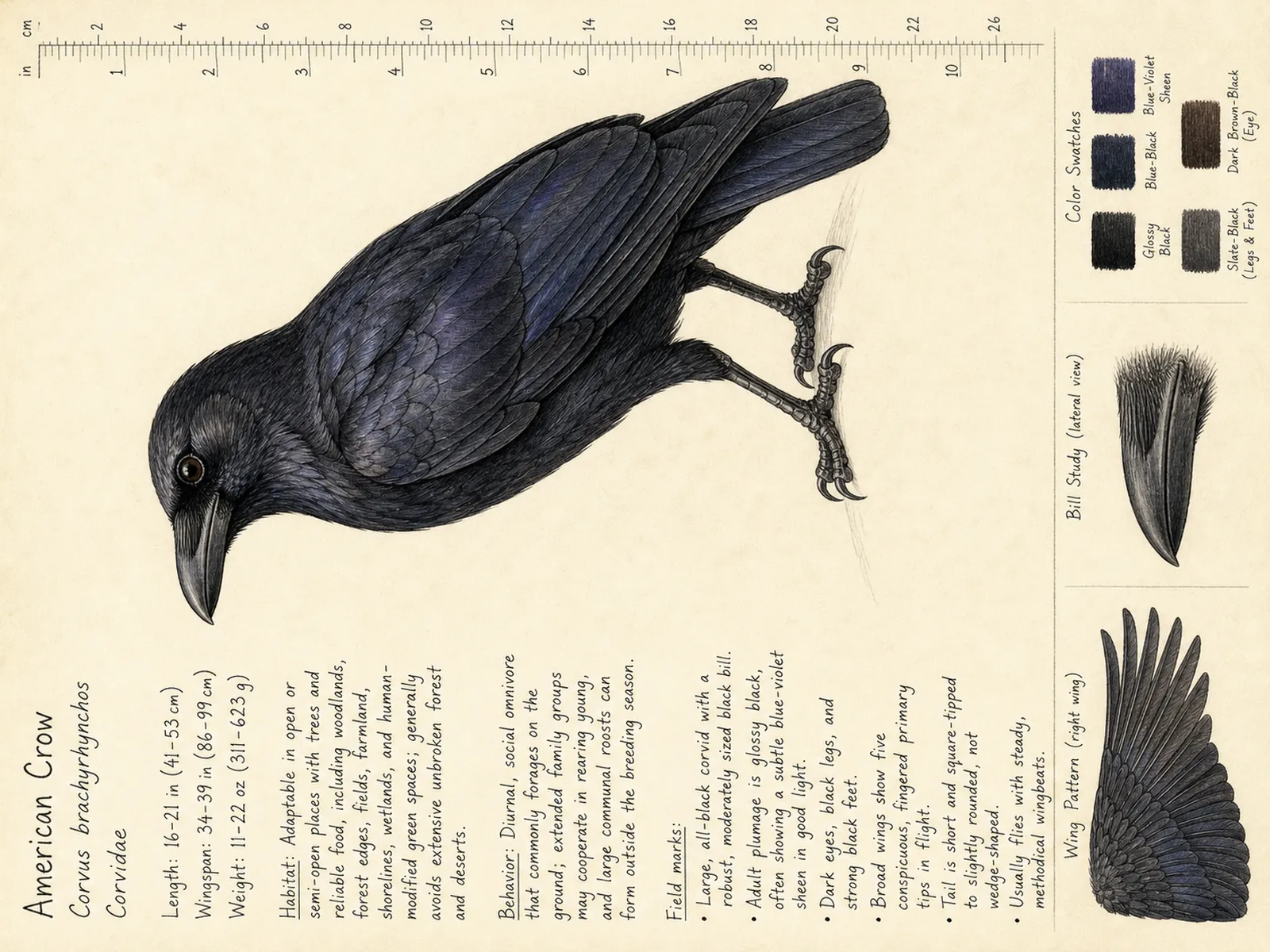 The American Crow plate as rendered on the e-ink frame