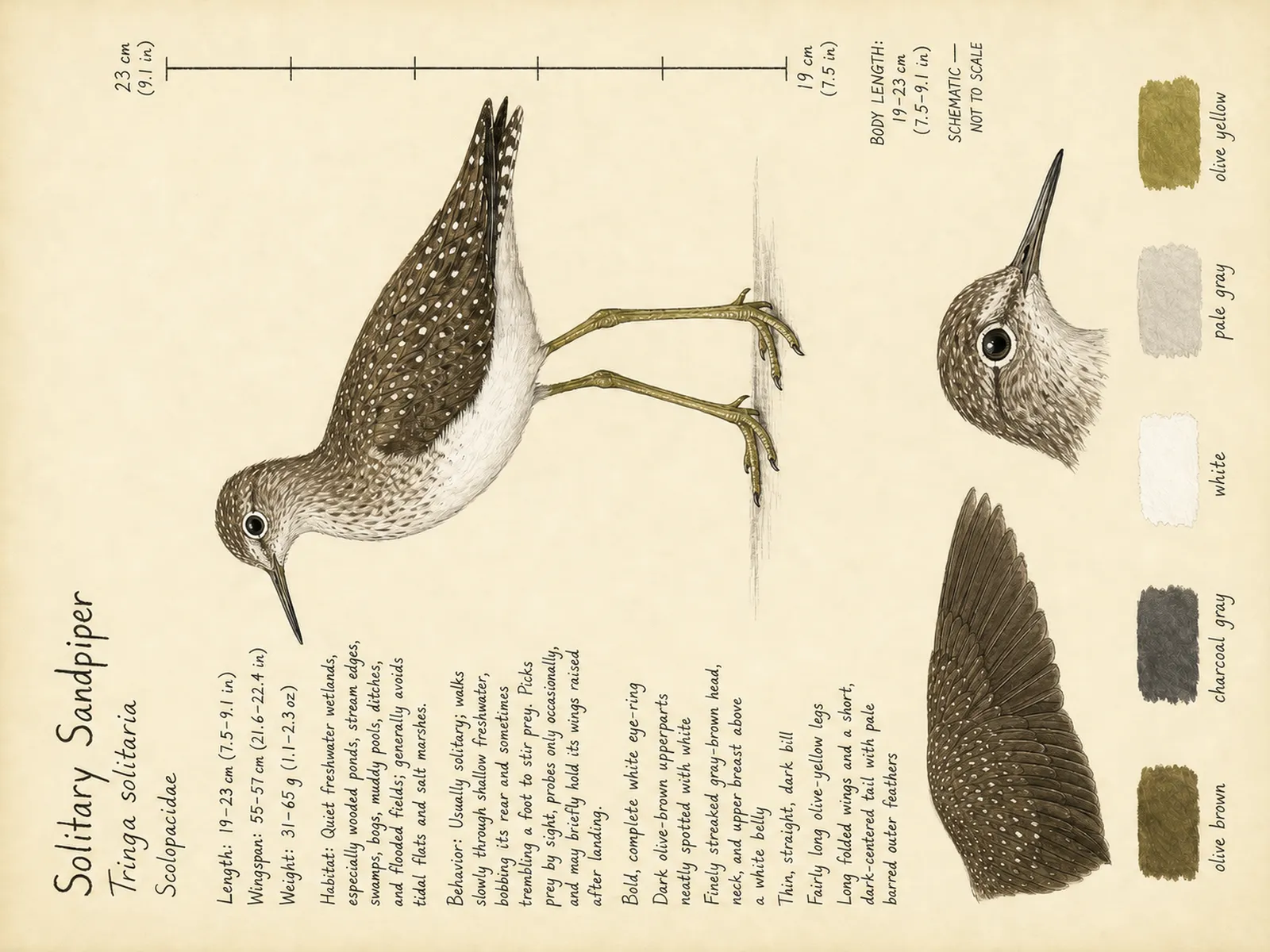 The Solitary Sandpiper plate as rendered on the e-ink frame