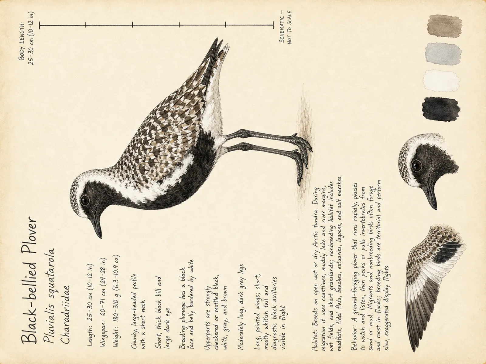 The Black-bellied Plover plate as rendered on the e-ink frame