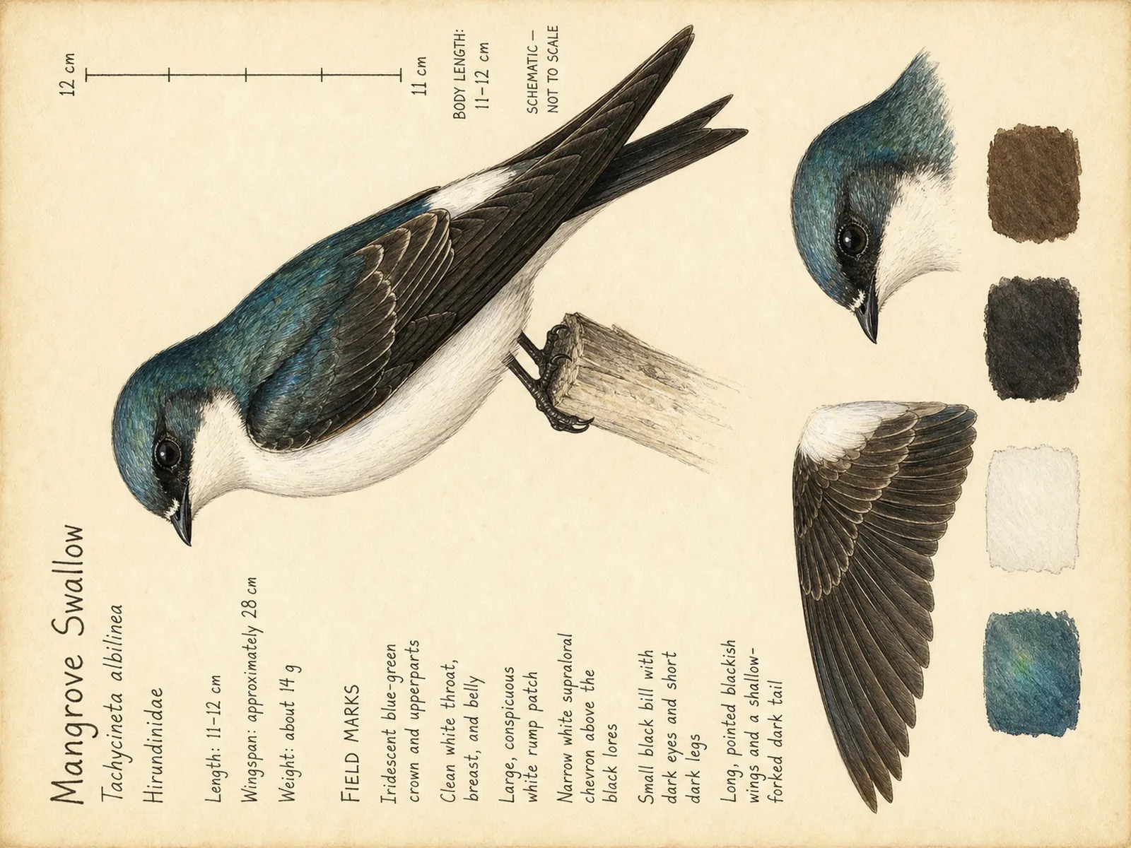 The Mangrove Swallow plate as rendered on the e-ink frame