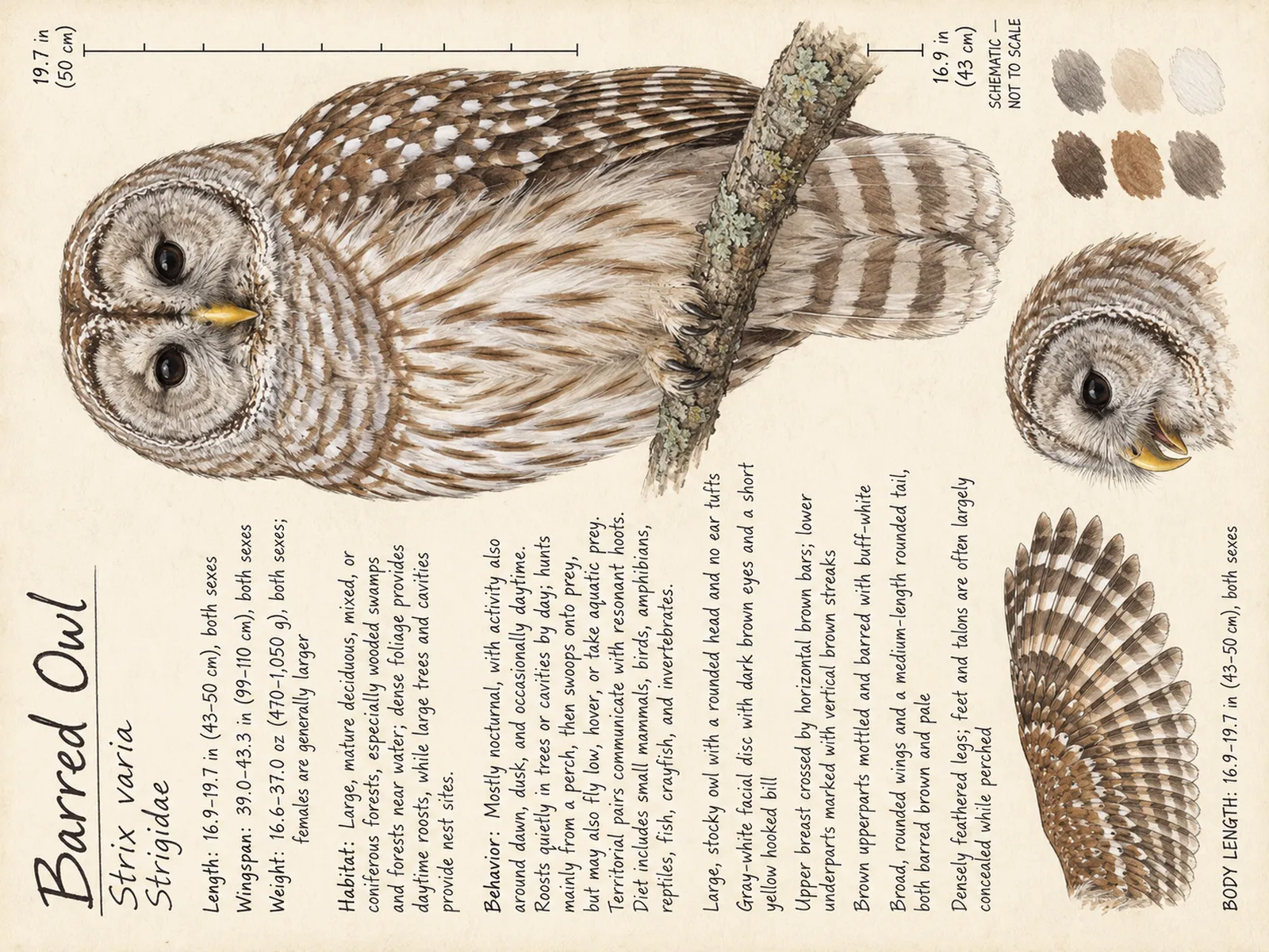 The Barred Owl plate as rendered on the e-ink frame
