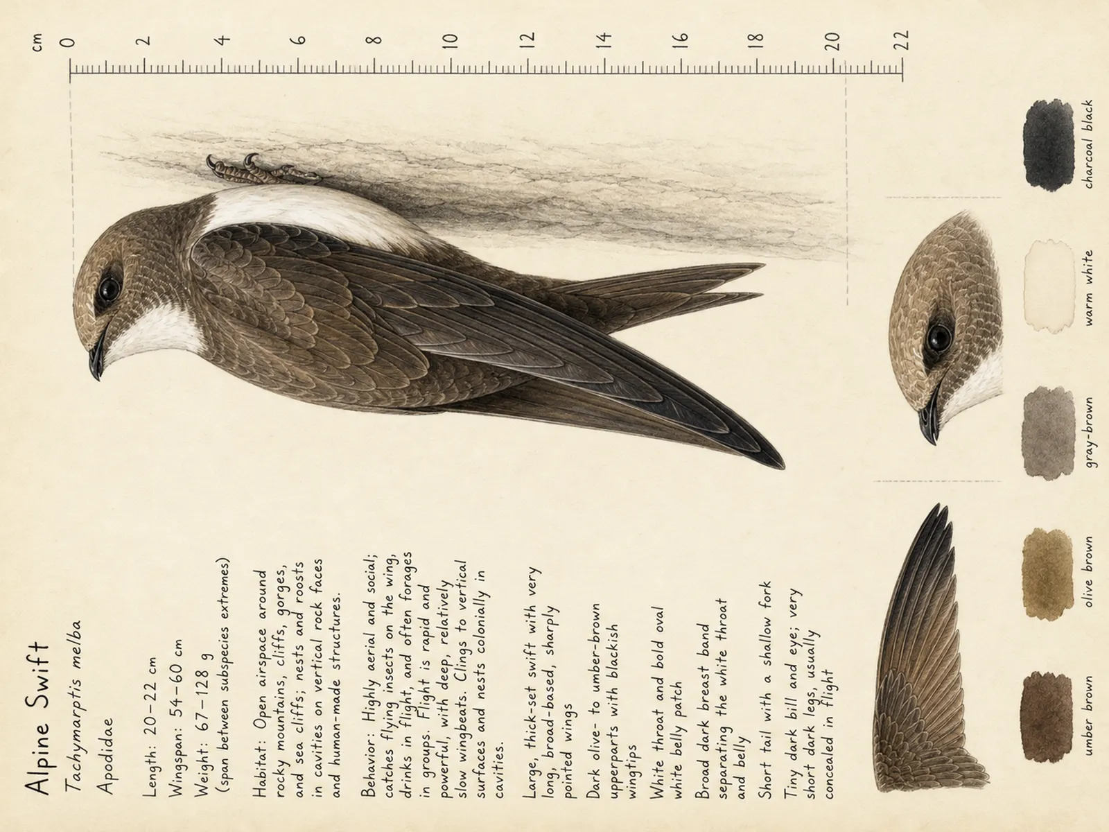 The Alpine Swift plate as rendered on the e-ink frame