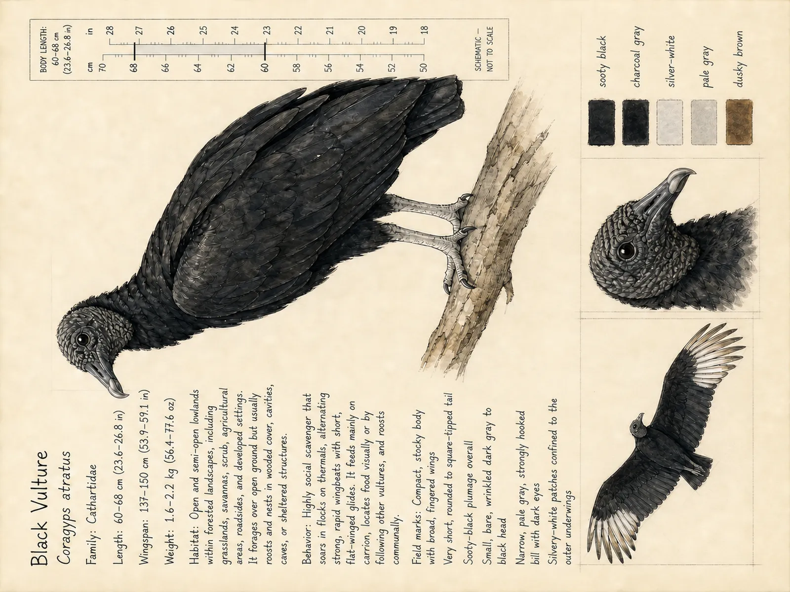 The Black Vulture plate as rendered on the e-ink frame