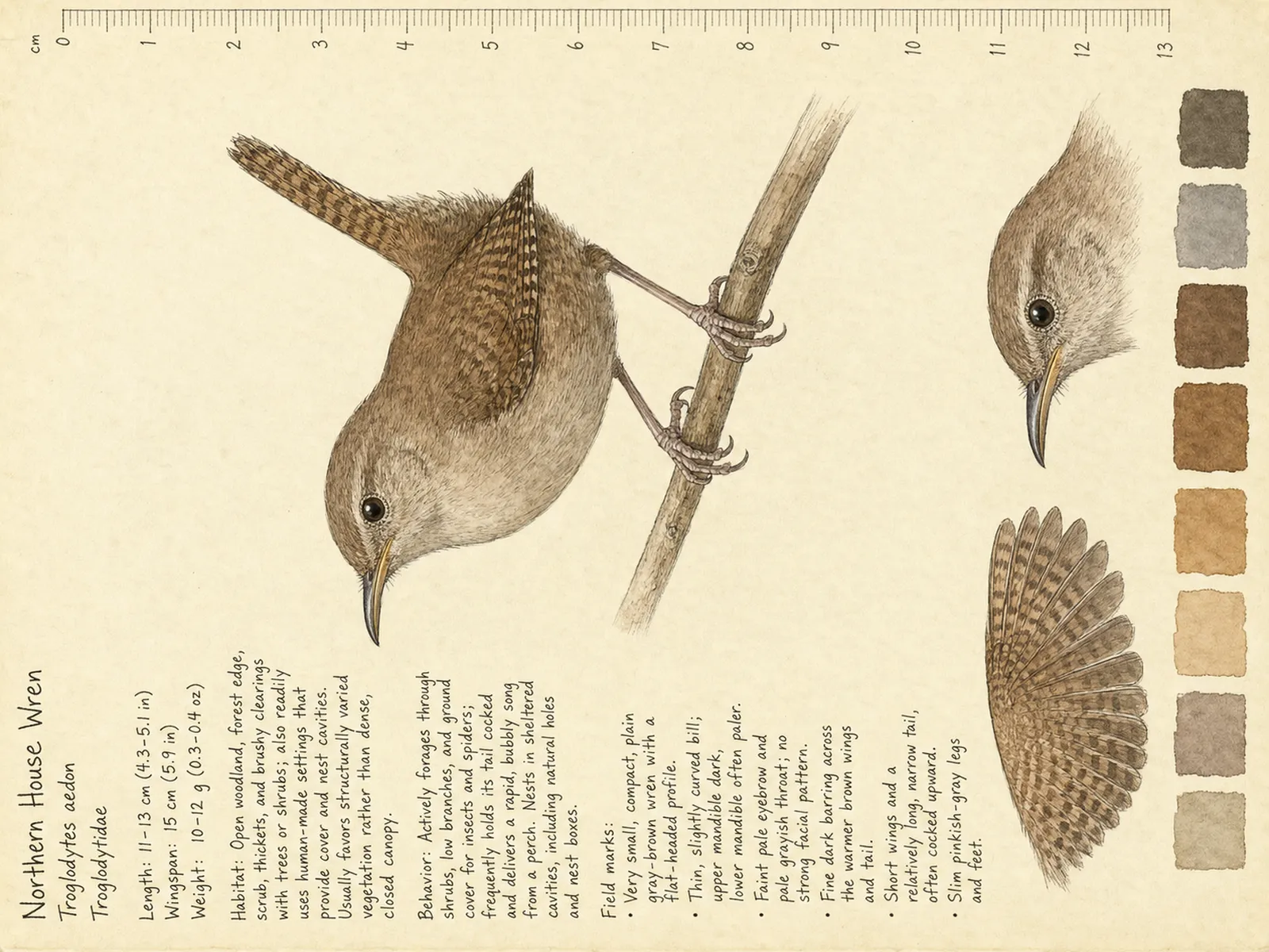 The Northern House Wren plate as rendered on the e-ink frame