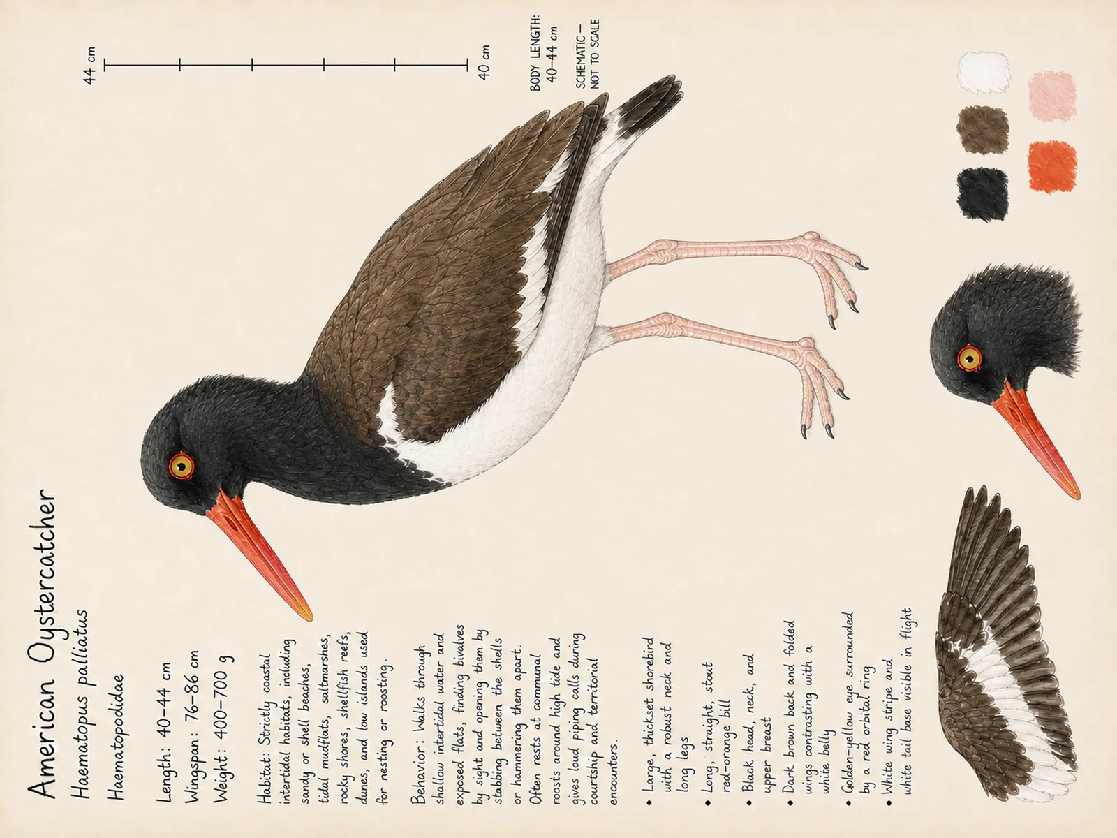 The American Oystercatcher plate as rendered on the e-ink frame