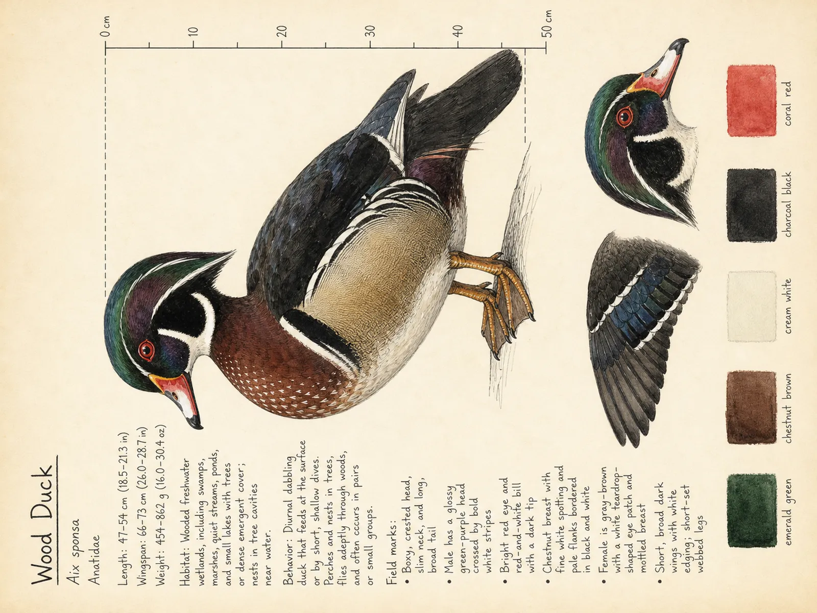 The Wood Duck plate as rendered on the e-ink frame