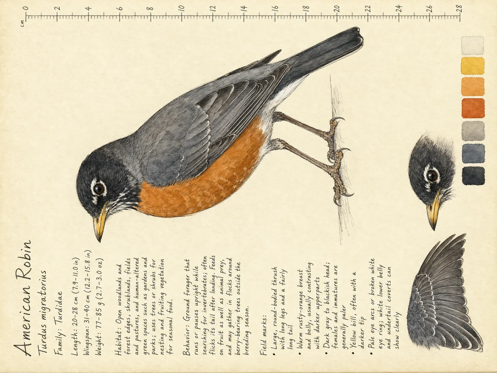 The American Robin plate as rendered on the e-ink frame
