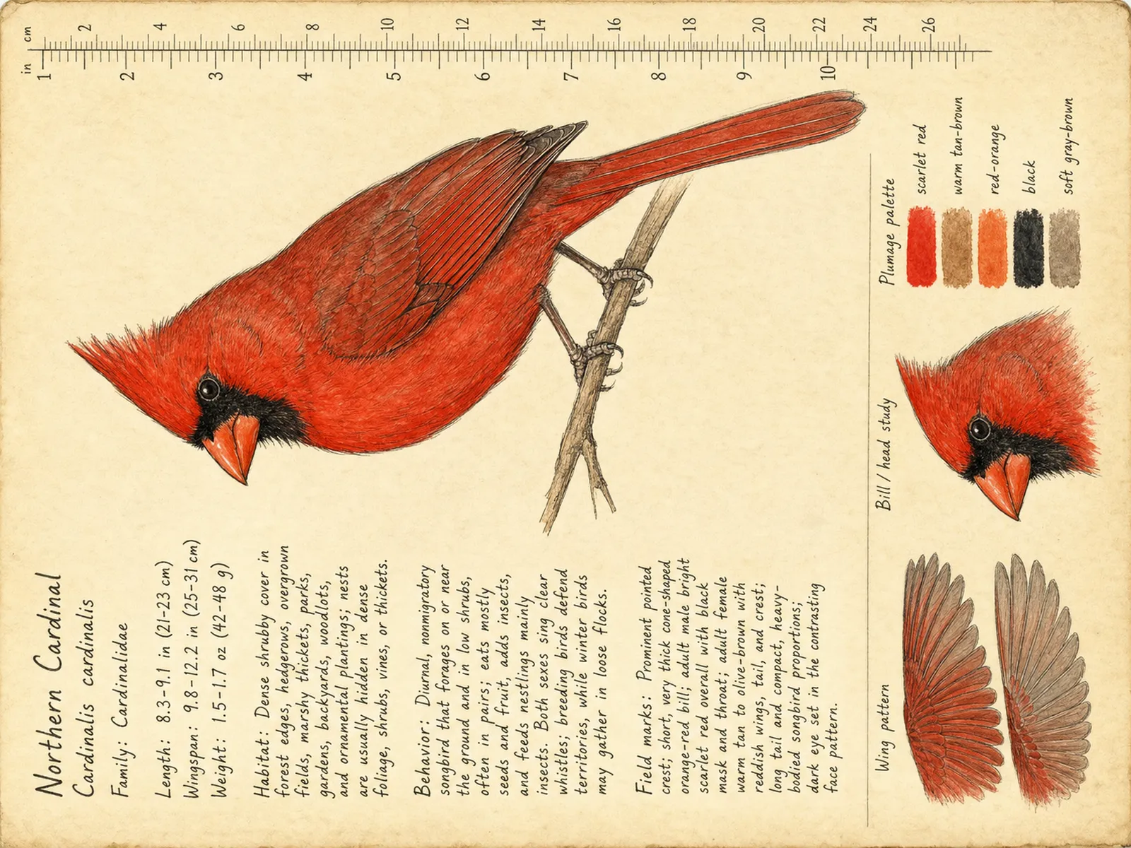 The Northern Cardinal plate as rendered on the e-ink frame
