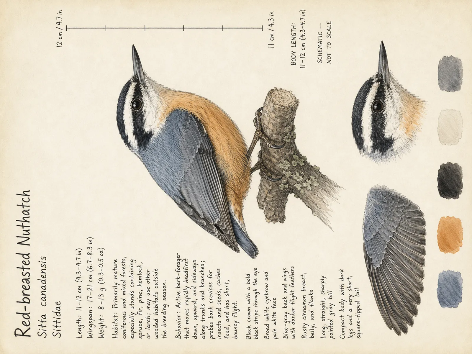 The Red-breasted Nuthatch plate as rendered on the e-ink frame
