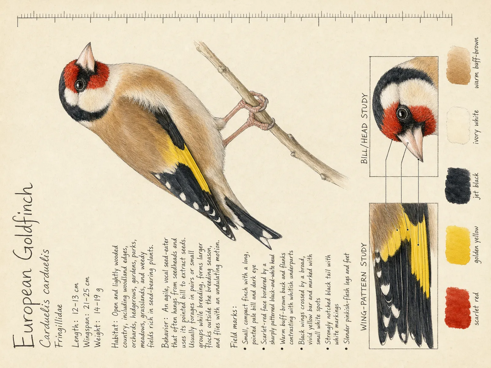 The European Goldfinch plate as rendered on the e-ink frame