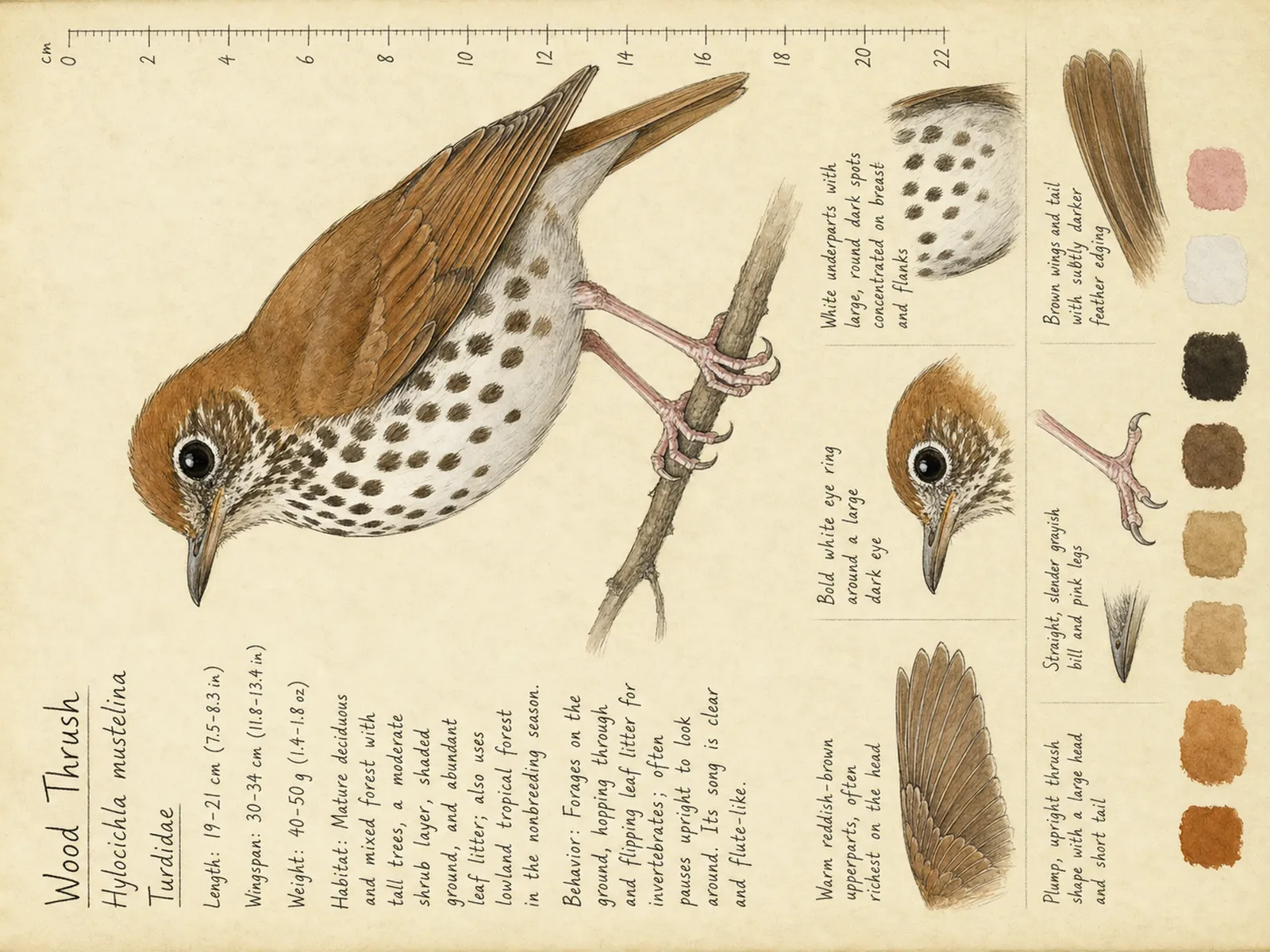 The Wood Thrush plate as rendered on the e-ink frame