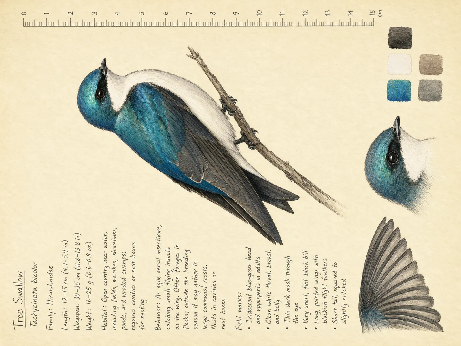 The Tree Swallow plate as rendered on the e-ink frame