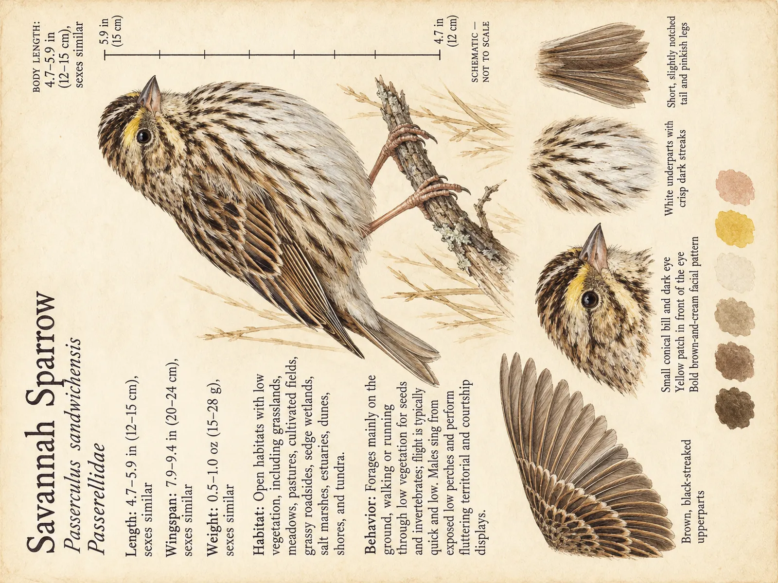The Savannah Sparrow plate as rendered on the e-ink frame