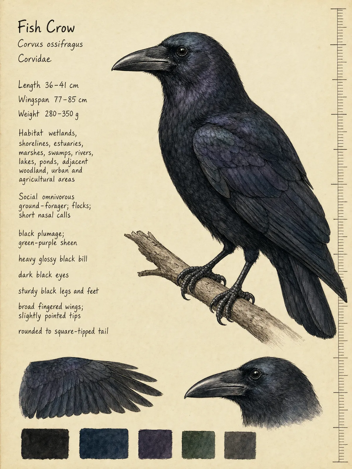 Field-journal plate of a Fish Crow