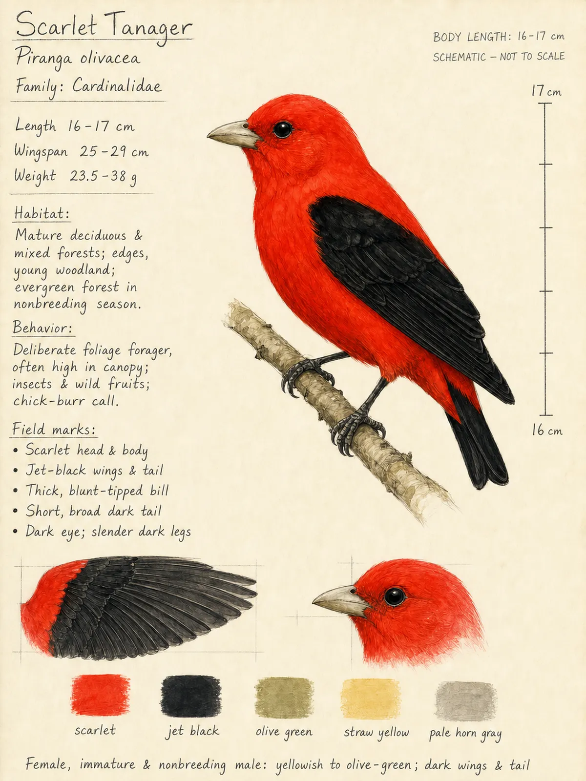 Field-journal plate: Scarlet Tanager