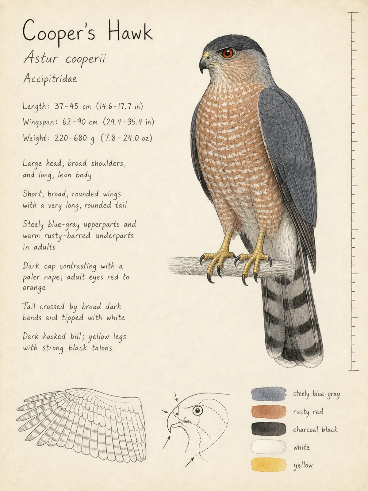 Field-journal plate of a Cooper's Hawk