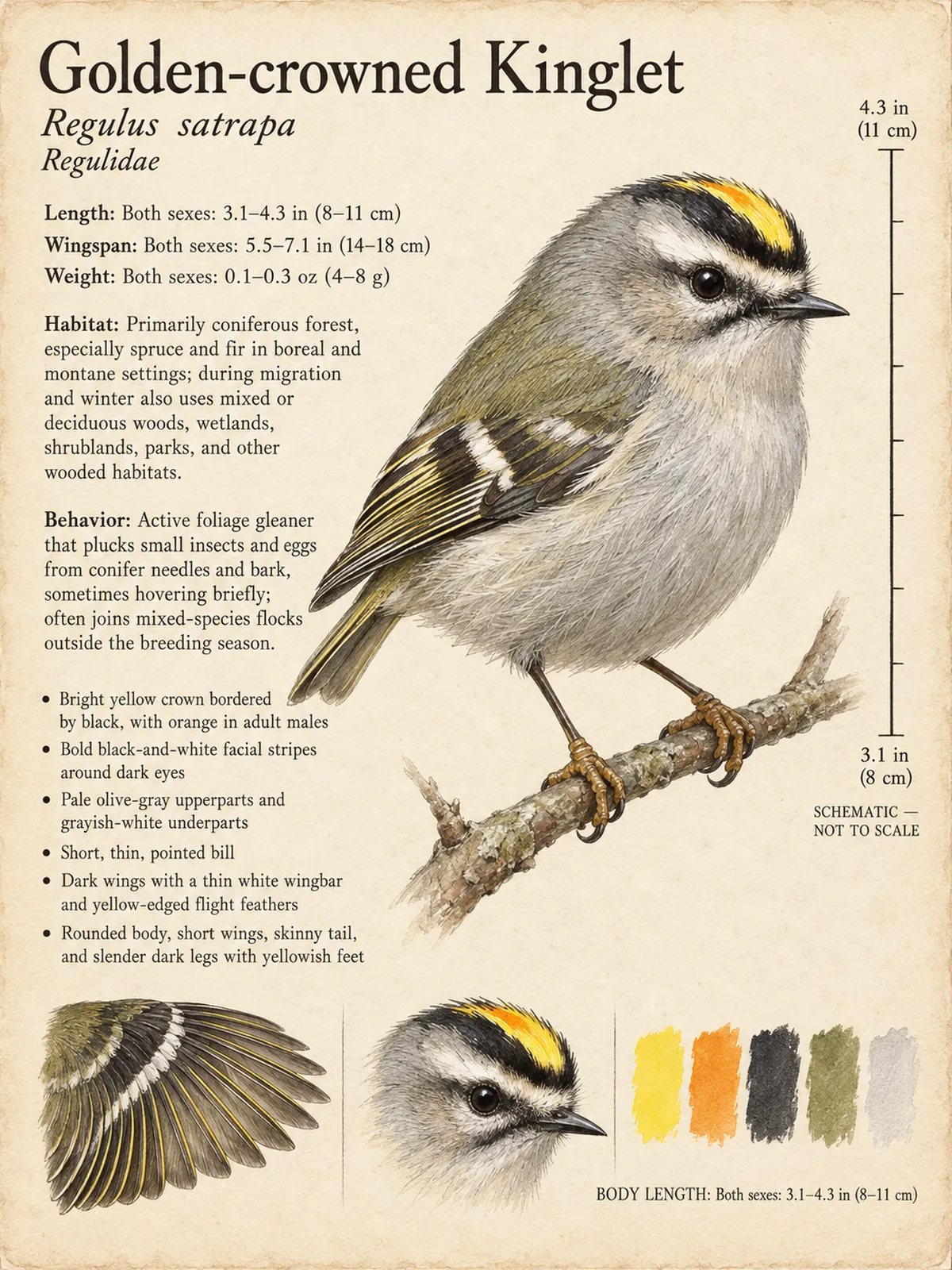 Field-journal plate: Golden-crowned Kinglet