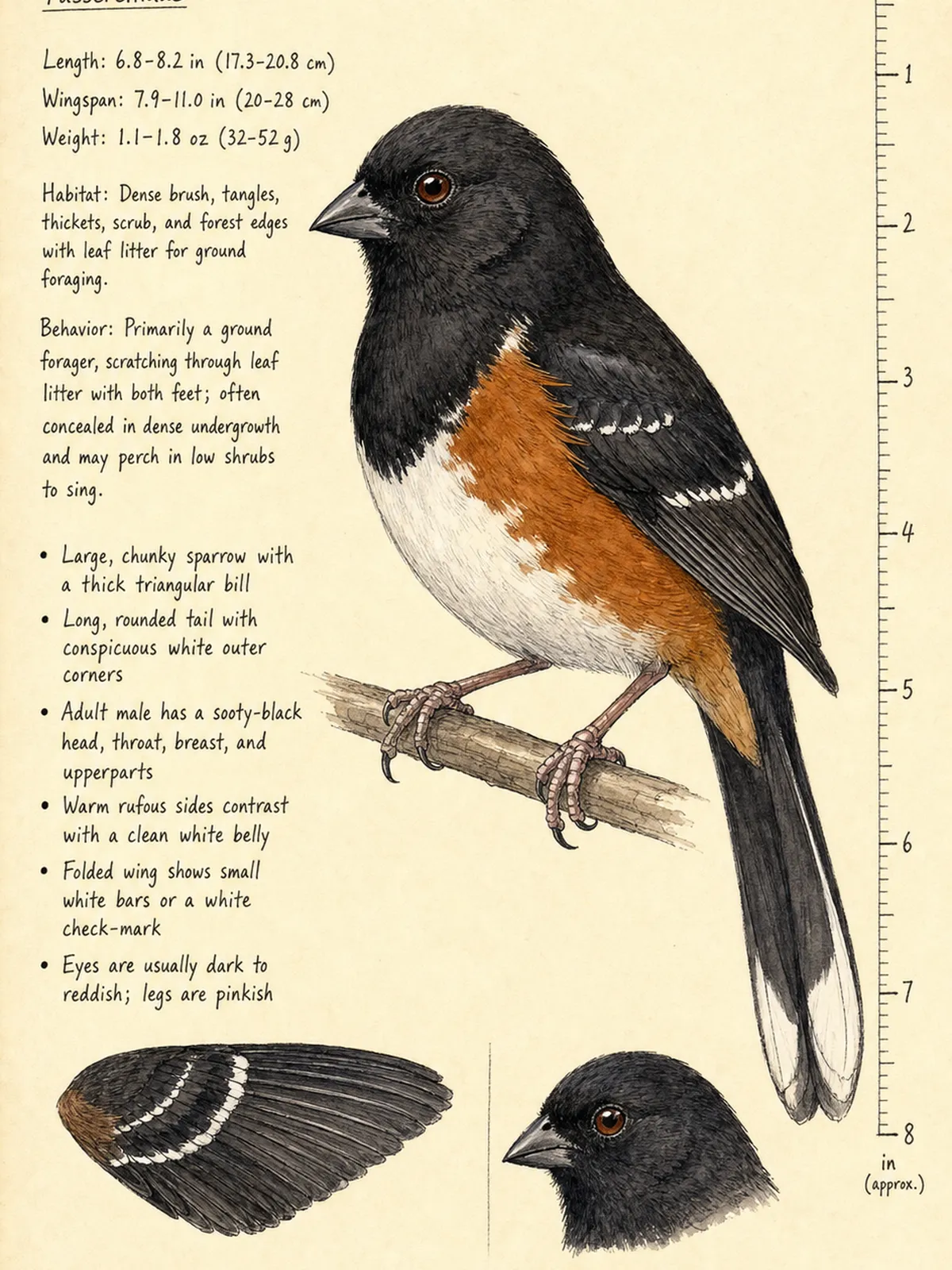 Field-journal plate of a Eastern Towhee