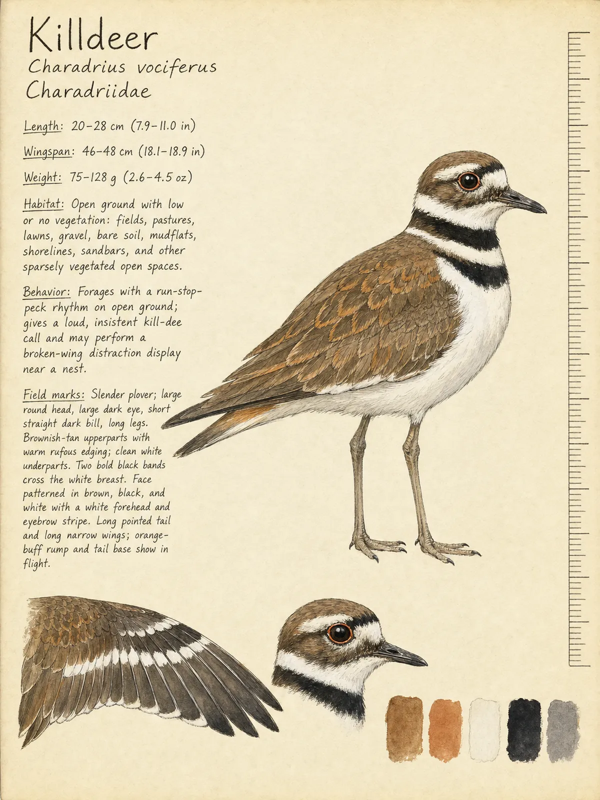 Field-journal plate of a Killdeer