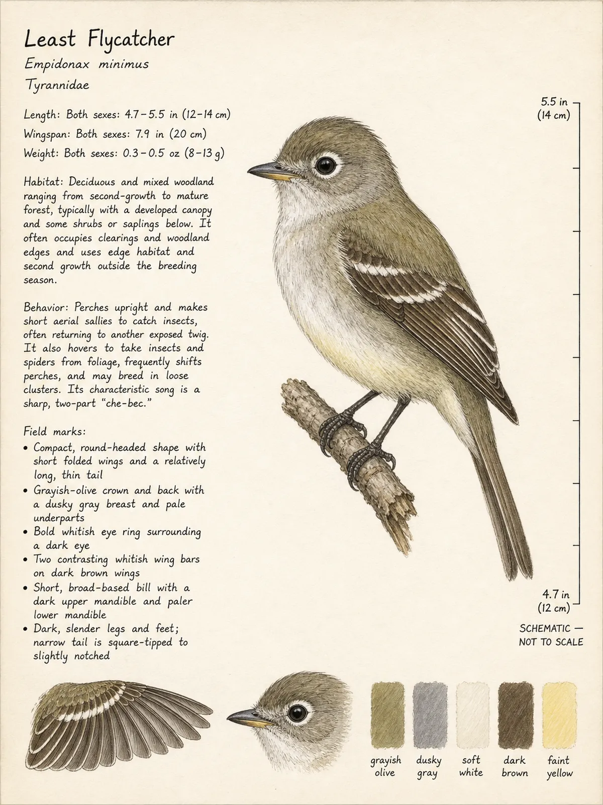Field-journal plate: Least Flycatcher