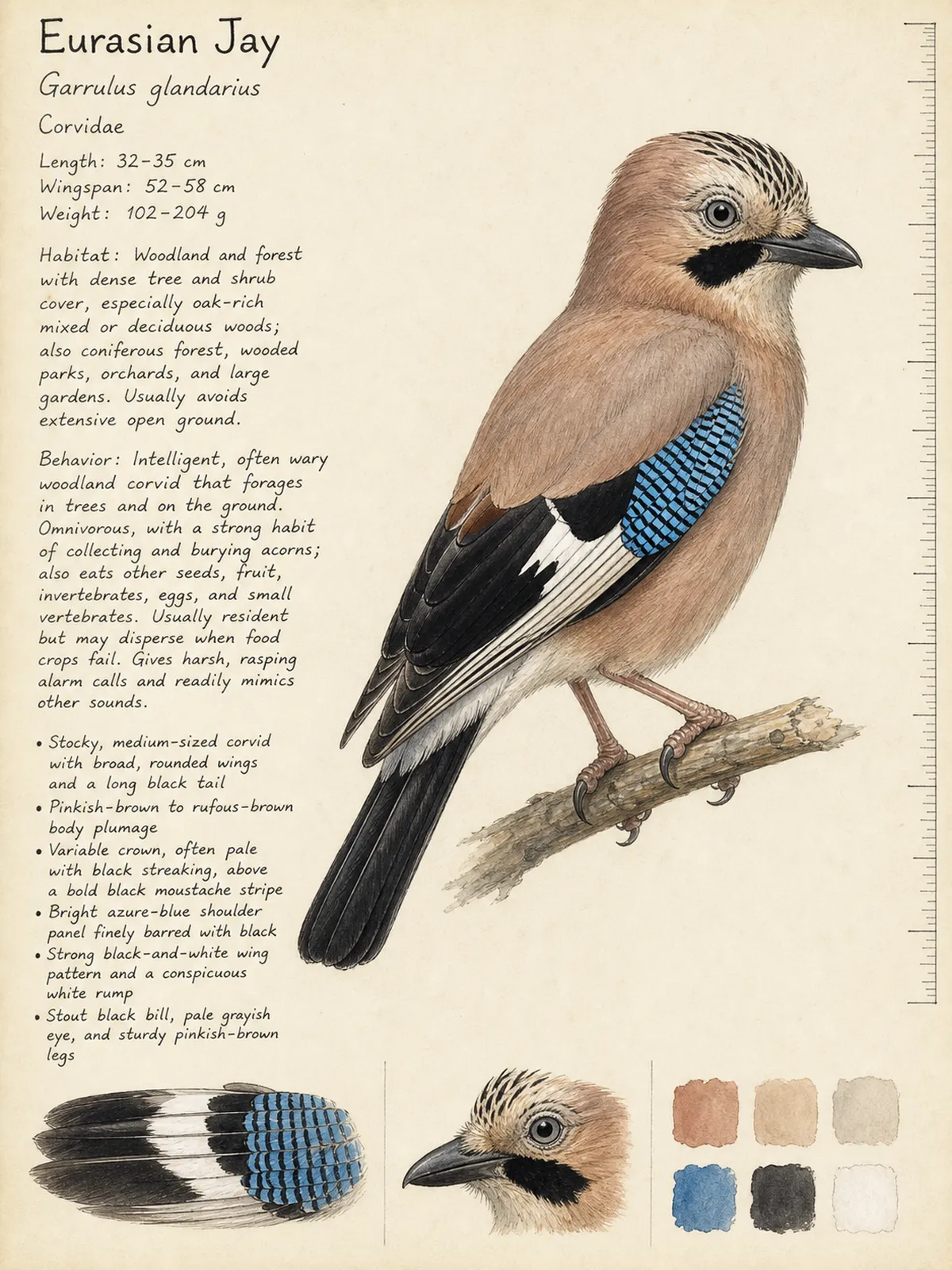 Field-journal plate of a Eurasian Jay