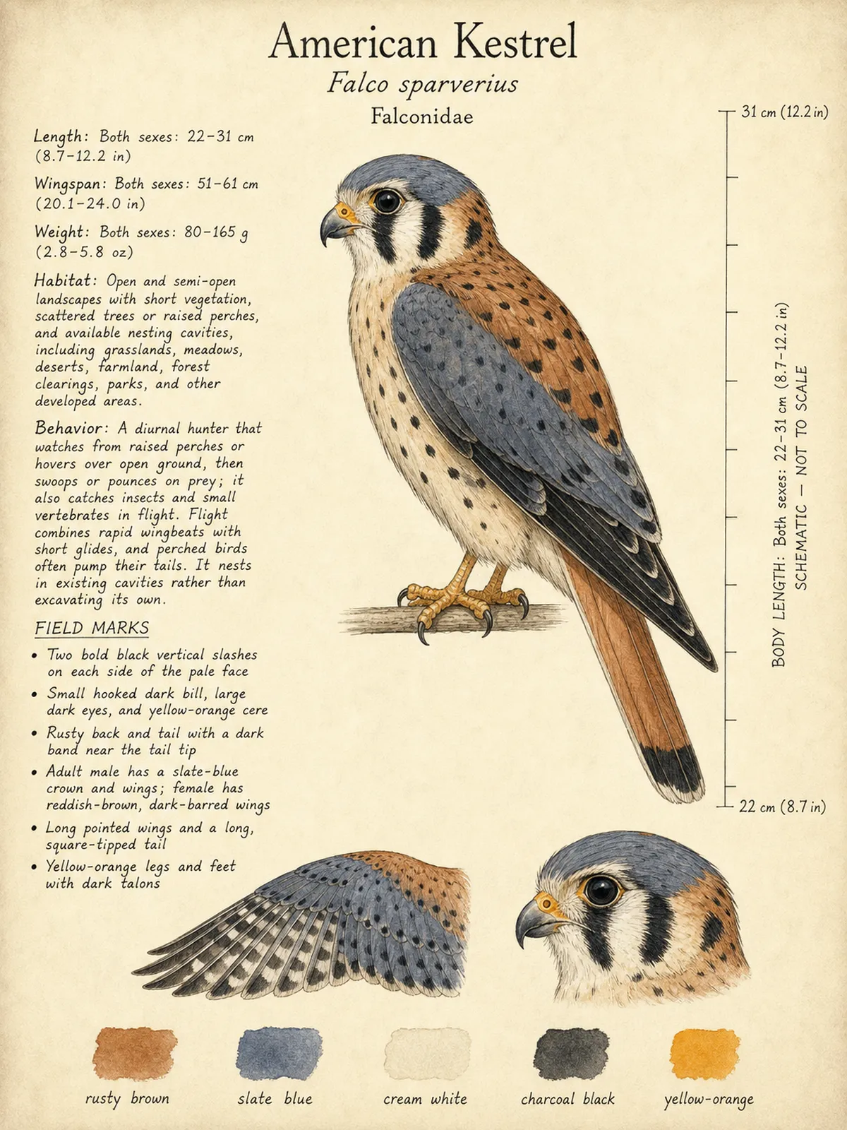 Field-journal plate: American Kestrel