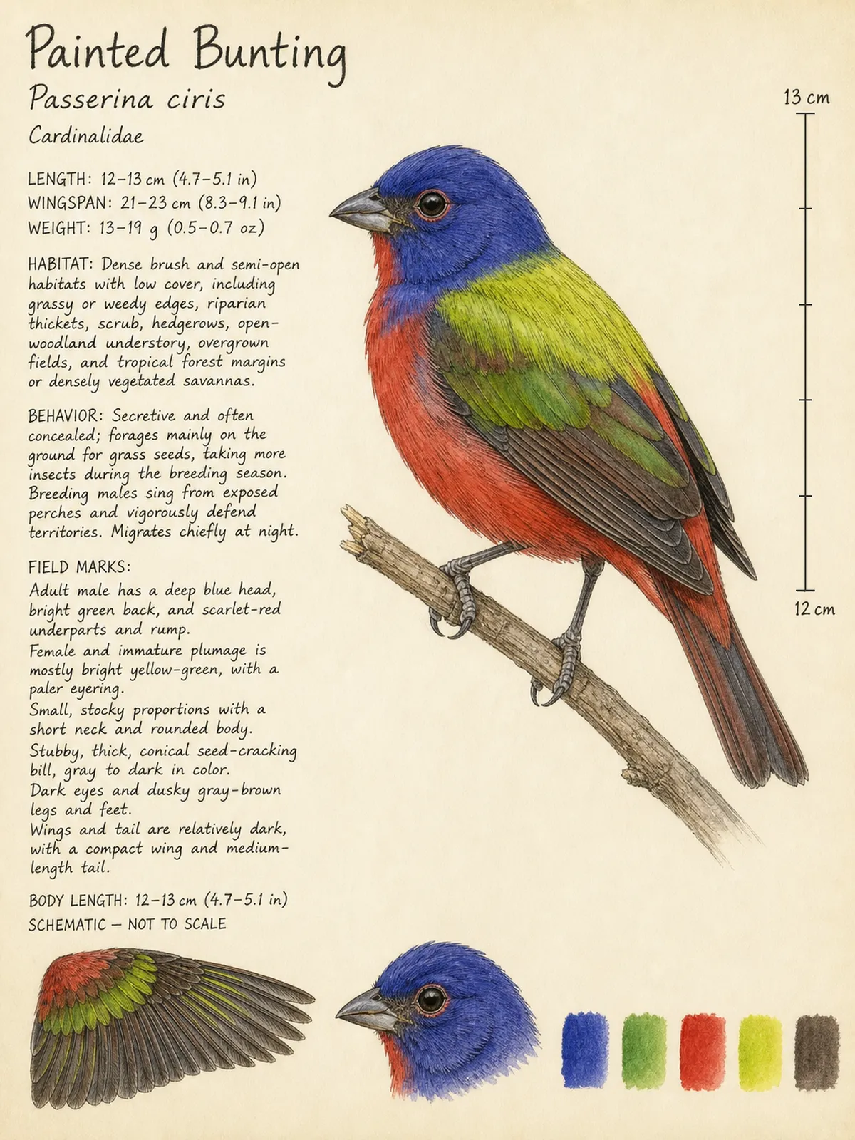 Field-journal plate: Painted Bunting