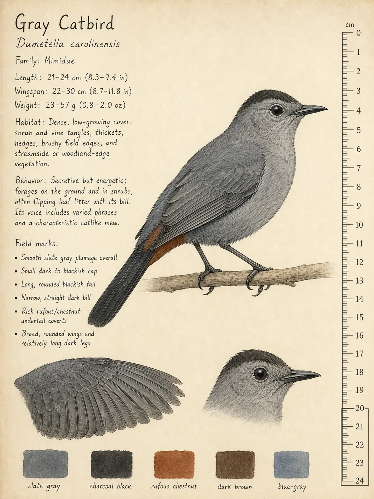 Field-journal plate of a Gray Catbird